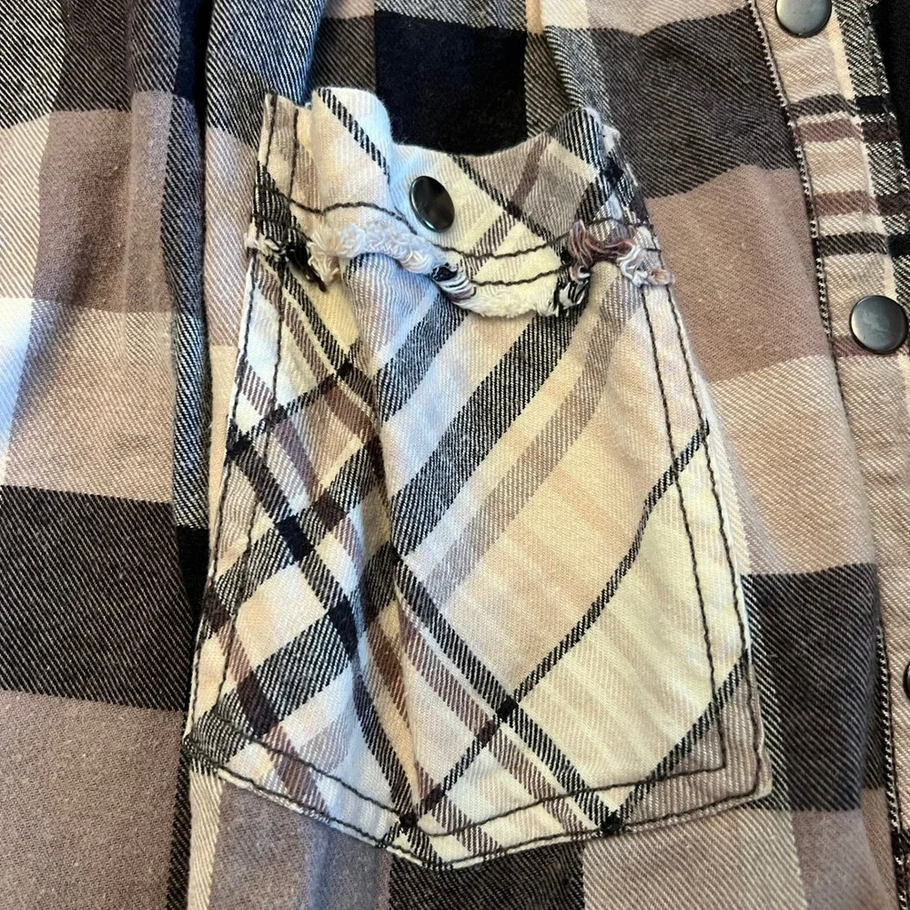 Free People We The Free Snap Button Down Cotton Flannel Boho Grunge Edgy S